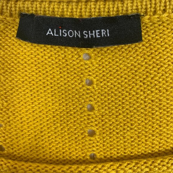 bell sleeve round neck long sleeve knit sweater yellow mustard Allison Sheri - Picture 2 of 12